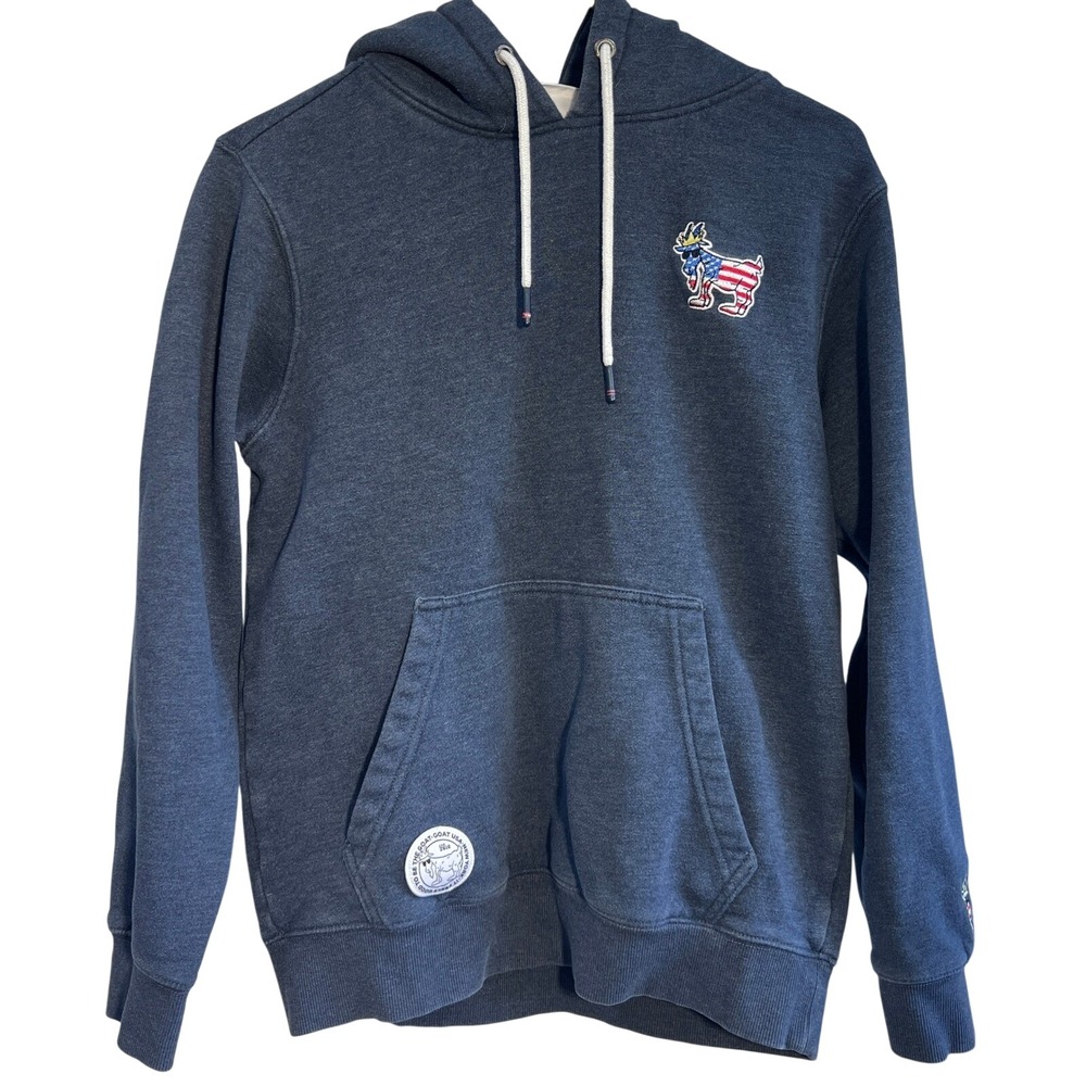 GOAT USA Mens Navy American Flag Mascot Hoodie XS patriotic sweatshirt top